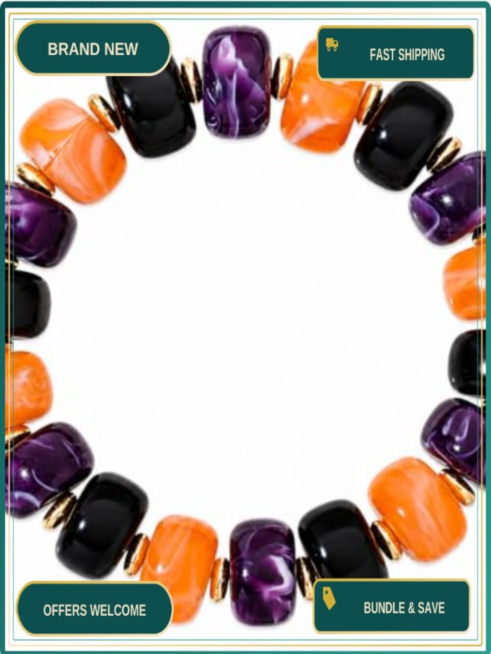 Chunky Acrylic Beaded Stretch Bracelet Boho Statement Jewelry for Women